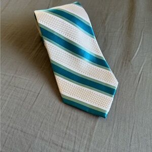 Croft & Barrow Teal and White Silk Striped Tie